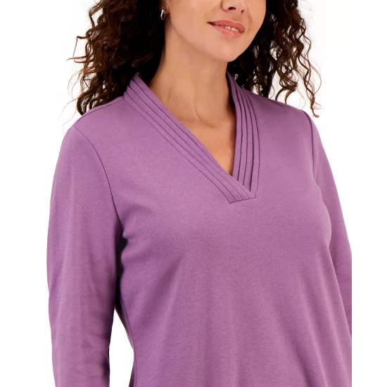 Best Sale ๐ Karen Scott ๐ฉ Women's Long-Sleeve Rose Print Top, Created For Macy's Deep Black ๐คฉ - Image 2