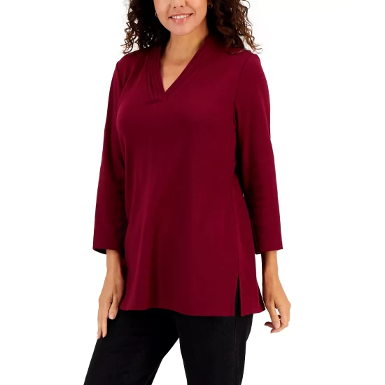 Best Sale ๐ Karen Scott ๐ฉ Women's Long-Sleeve Rose Print Top, Created For Macy's Deep Black ๐คฉ - Image 3