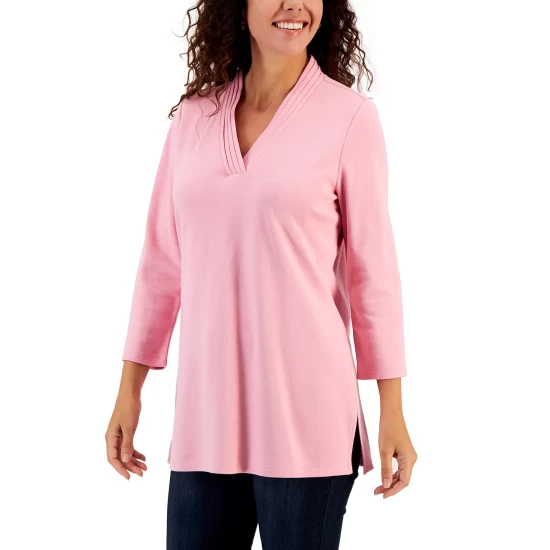 Deals 😀 Karen Scott 👩 Women's Cotton Tunic Top, Created For Macy's Sea Pink ⌛ - Image 8