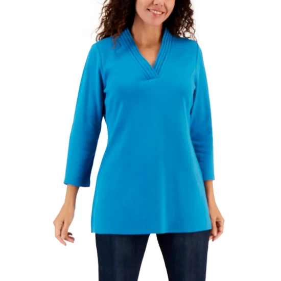 Deals 😀 Karen Scott 👩 Women's Cotton Tunic Top, Created For Macy's Sea Pink ⌛ - Image 9