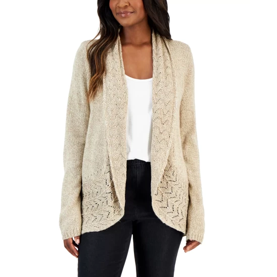 Best Sale โ Karen Scott ๐ฉ Women's Desi Printed Fleece Top, Created For Macy's Smoke Grey Heather ๐