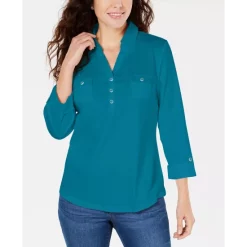 Top 10 โ๏ธ Karen Scott ๐ฉ Women's Asymmetrical-Stripe Tunic, Created For Macy's Heather Indigo ๐