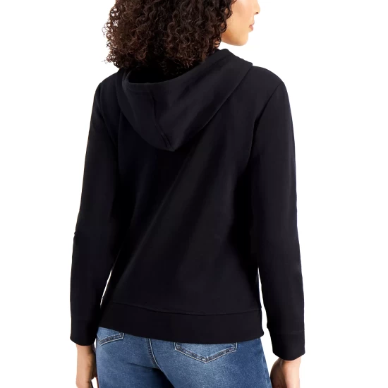Promo ๐ Karen Scott Zip-Front Hooded Sweatshirt, Created For Macy's Artic Wolf ๐ฅฐ - Image 3