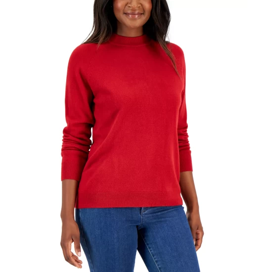 Deals ๐ Karen Scott ๐ฉ Women's Mock Neck Sydnie Stripe Sweater, Created For Macy's Crescendo Combo ๐