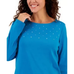 Best Pirce 💯 Karen Scott 👩 Women's Cotton Marl Zip Sweater, Created For Macy's New Navy Marl ⭐