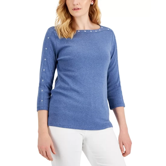 Best reviews of 👏 Karen Scott 👩 Women's Long-Sleeve Subtle Snowflake Top, Created For Macy's Spruce Night 👏 - Image 2