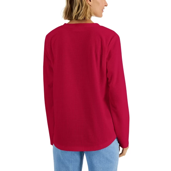 Buy 🛒 Karen Scott 👩 Women's Printed Mock-Neck Top, Created For Macy's Charcoal Heather 😀 - Image 2