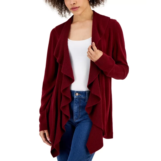 Deals 🛒 Karen Scott Petite Cotton V-Neck Cable Sweater, Created For Macy's Deep Black ⌛