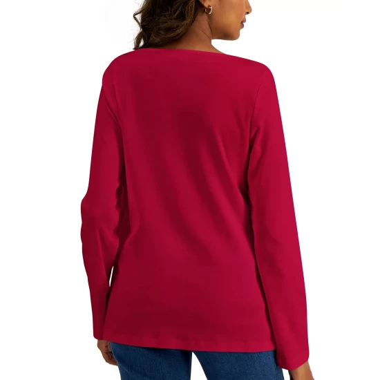 Wholesale ๐ฏ Karen Scott Boat-Neck T-Shirt, Created For Macy's Smoke Grey Heather ๐คฉ - Image 8