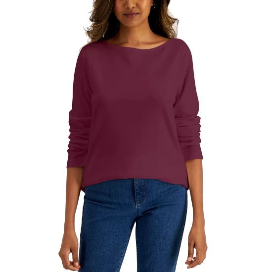 Wholesale ๐ฏ Karen Scott Boat-Neck T-Shirt, Created For Macy's Smoke Grey Heather ๐คฉ - Image 11