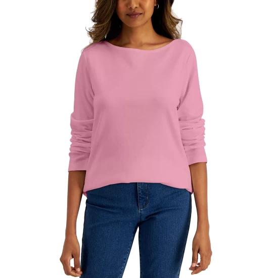 Wholesale ๐ฏ Karen Scott Boat-Neck T-Shirt, Created For Macy's Smoke Grey Heather ๐คฉ - Image 12