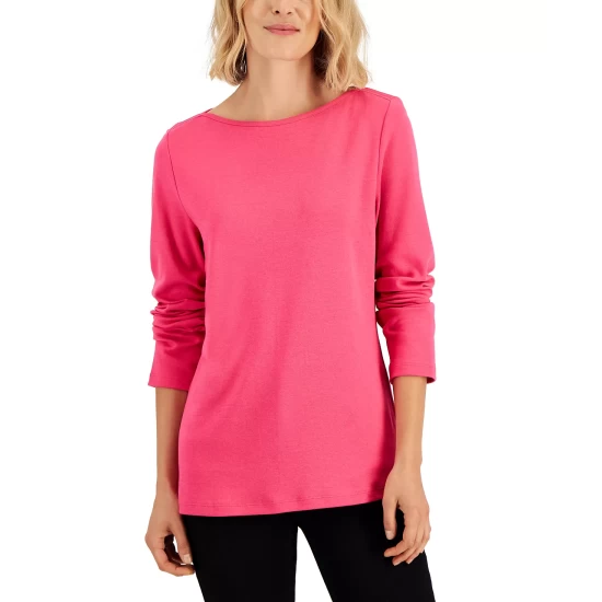 Wholesale ๐ฏ Karen Scott Boat-Neck T-Shirt, Created For Macy's Smoke Grey Heather ๐คฉ - Image 14