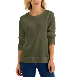Wholesale 🎉 Karen Scott Plus Size Space-Dyed Microfleece Top, Created For Macy's Charcoal Heather 🥰