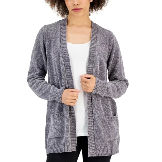 Wholesale โค๏ธ Karen Scott ๐ฉ Women's Chenille Patch-Pocket Cardigan, Created For Macy's Aqua Lake ๐ - Image 3