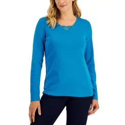 Buy 😍 Karen Scott Plus Size Rhinestone Heart Top, Created For Macy's Deep Black 🔥