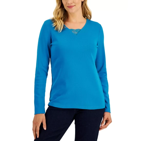 Buy ๐ Karen Scott Plus Size Rhinestone Heart Top, Created For Macy's Deep Black ๐ฅ