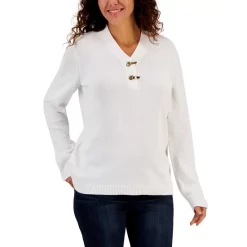 Discount ๐ Karen Scott ๐ฉ Women's Rhinestone-Star Boatneck Top, Created For Macy's Bright White โญ