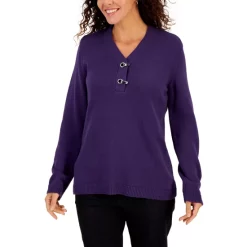 Best Pirce ๐ Karen Scott ๐ฉ Women's V-Neck Cardigan, Created For Macy's Cassis โจ