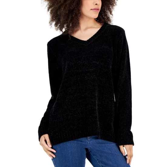 Brand new 😉 Karen Scott 👩 Women's V-Neck Chenille Sweater, Created For Macy's Aqua Lake ✔️ - Image 2
