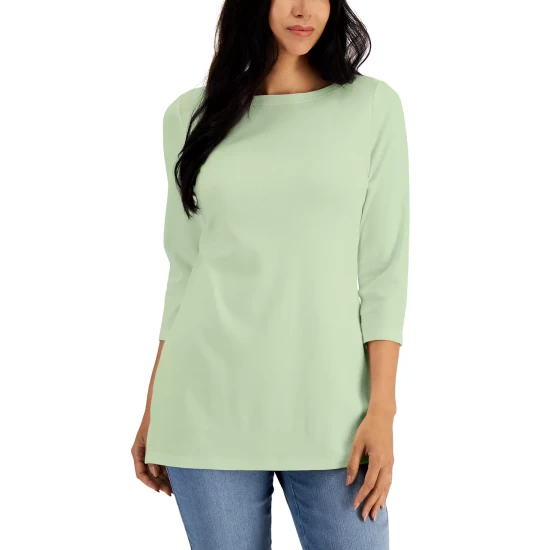 New ๐ Karen Scott Boat-Neck 3/4-Sleeve Top, Created For Macy's Chocolate โค๏ธ - Image 7