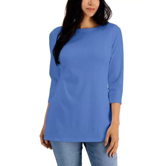 New ๐ Karen Scott Boat-Neck 3/4-Sleeve Top, Created For Macy's Chocolate โค๏ธ - Image 8