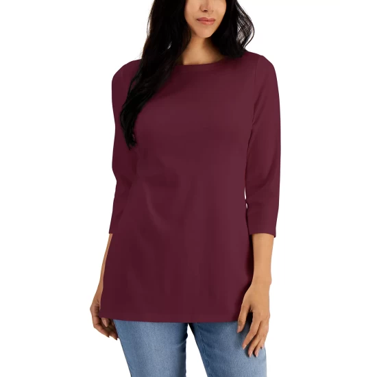 New ๐ Karen Scott Boat-Neck 3/4-Sleeve Top, Created For Macy's Chocolate โค๏ธ - Image 9