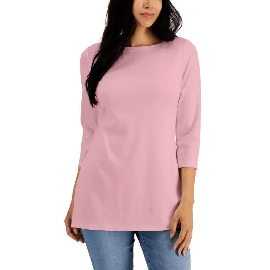 New ๐ Karen Scott Boat-Neck 3/4-Sleeve Top, Created For Macy's Chocolate โค๏ธ - Image 10