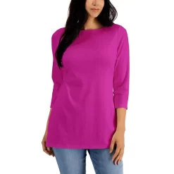Deals 🔔 Karen Scott Petite Cotton Henley Top, Created For Macy's Bright White 😍
