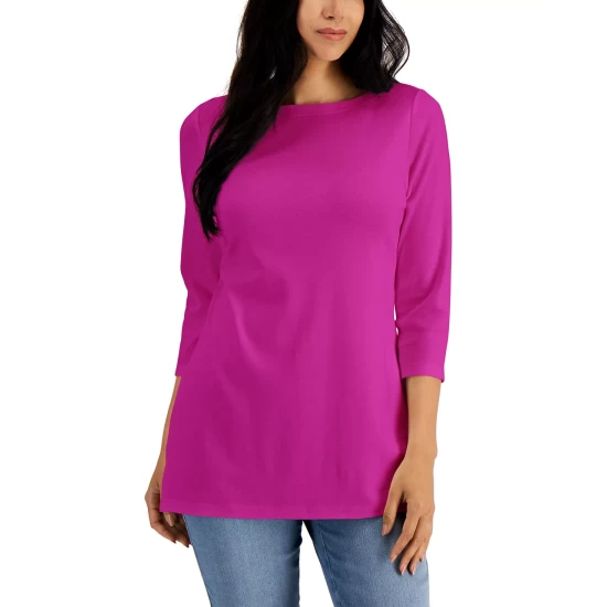 New ๐ Karen Scott Boat-Neck 3/4-Sleeve Top, Created For Macy's Chocolate โค๏ธ - Image 13