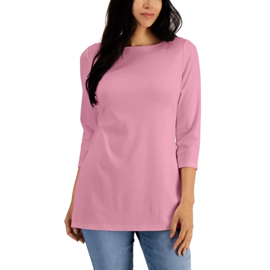New ๐ Karen Scott Boat-Neck 3/4-Sleeve Top, Created For Macy's Chocolate โค๏ธ - Image 14