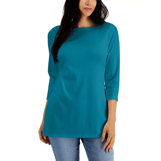 New ๐ Karen Scott Boat-Neck 3/4-Sleeve Top, Created For Macy's Chocolate โค๏ธ - Image 15