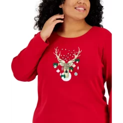 New ๐ Karen Scott ๐ฉ Women's Plaid Top, Created For Macy's Intrepid Blue โจ