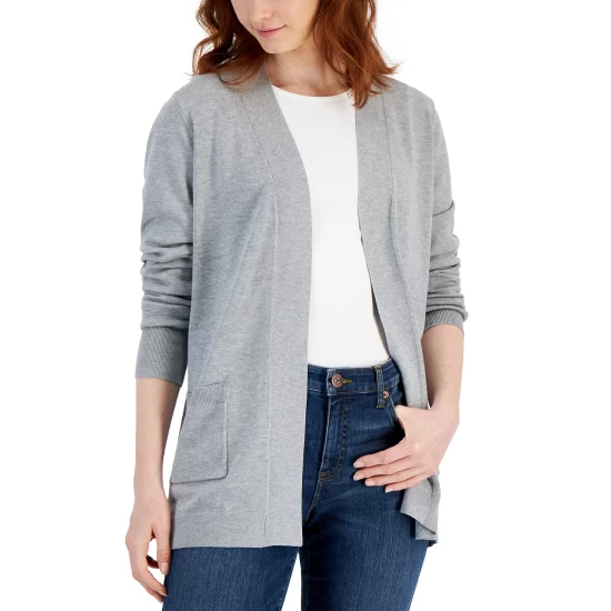 Wholesale ๐ Karen Scott Petite Rose-Print Cardigan, Created For Macy's Crescendo Blue ๐งจ - Image 3