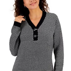 Budget ๐ Karen Scott Plus Size Holiday Printed Mock-Neck Top, Created For Macy's Ultra Blue ๐