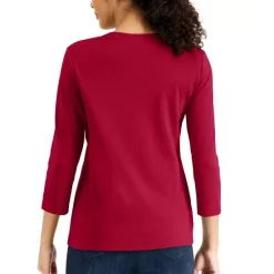 Brand new 🔥 Karen Scott Petite Cardinal Roses Scoop-Neck Top, Created For Macy's Deep Black 😀