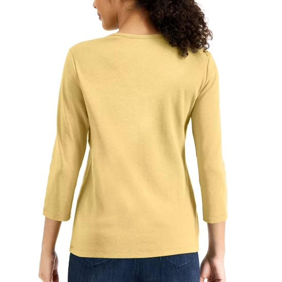 Brand new ๐ฅ Karen Scott Petite Cardinal Roses Scoop-Neck Top, Created For Macy's Deep Black ๐ - Image 2