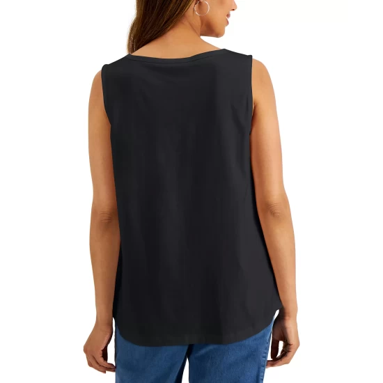 Hot Sale โ Karen Scott Sleeveless Shell Top, Created For Macy's Deep Black ๐ฏ - Image 3