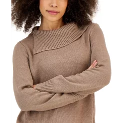 Deals 😍 Karen Scott Plus Size Cotton Ribbed Mock-Neck Sweater, Created For Macy's Winter White 🎁