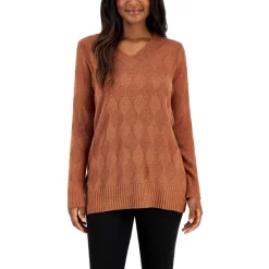 Best Pirce 💯 Karen Scott Plus Size Plaid Henley Top, Created For Macy's Steel Rose 🎁