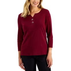 Promo 😍 Karen Scott Plus Size V-Neck Micro Fleece Top, Created For Macy's Winter White 💯