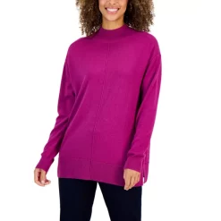 Outlet ๐ Karen Scott Kren Scott Petite Splashy Floral Scoop-Neck Knit Top, Created For Macy's Bright White โจ