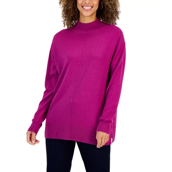 Outlet 🌟 Karen Scott Kren Scott Petite Splashy Floral Scoop-Neck Knit Top, Created For Macy's Bright White ✨