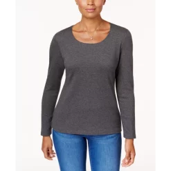 Cheap 👍 Karen Scott 👩 Women's 3/4-Sleeve Holiday Henley Top, Created For Macy's Crescendo Blue 😀