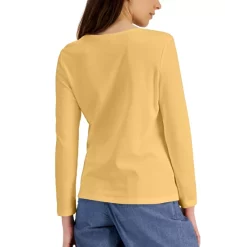 Promo โญ Karen Scott Petite Snowflake Toss Scoop-Neck Top, Created For Macy's Spruce Night ๐