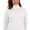 New ⌛ Karen Scott Petite Ribbed Mock-Neck Sweater, Created For Macy's Winter White 👏