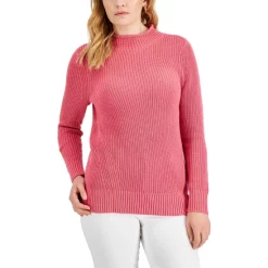Promo 🌟 Karen Scott 👩 Women's 3/4-Sleeve Snowflake Henley Top, Created For Macy's Smoke Grey Heather 🛒