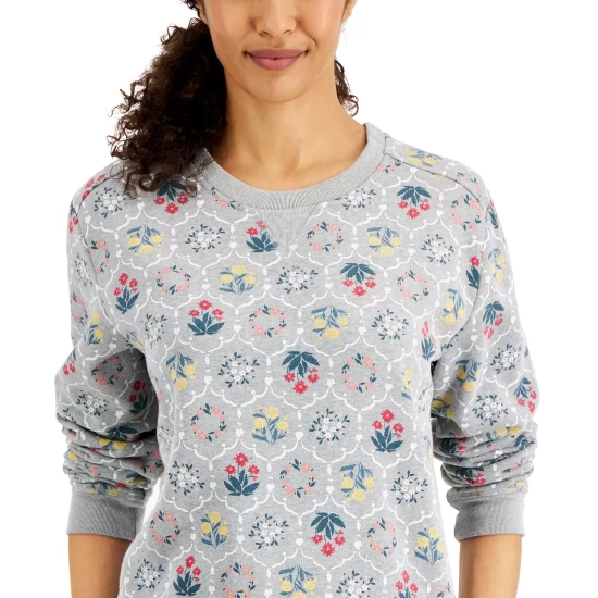 Best Sale โ Karen Scott ๐ฉ Women's Desi Printed Fleece Top, Created For Macy's Smoke Grey Heather ๐ - Image 4