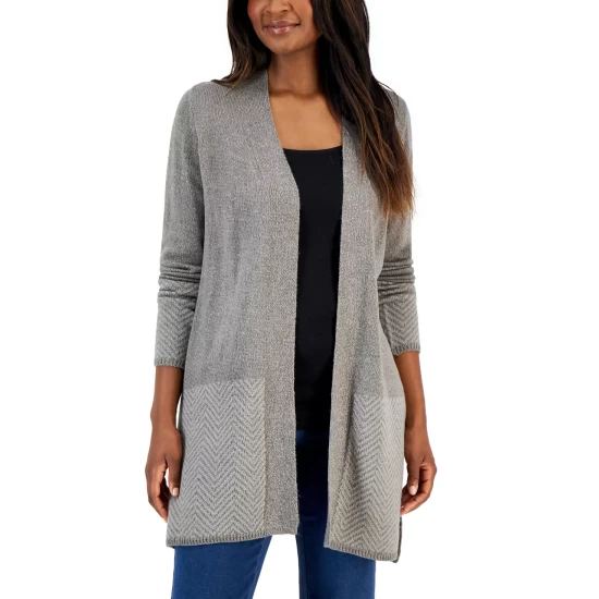 Coupon ๐ Karen Scott Petite Nep Fleece Sweatshirt, Created For Macy's Light Blue Heather โ๏ธ - Image 3