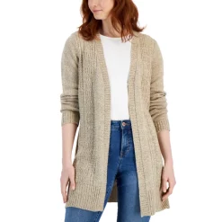 Hot Sale 🎉 Karen Scott Plus Size Seam-Detail Cowlneck Sweater, Created For Macy's Dark Olive Marl ⭐