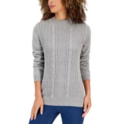 Top 10 ⌛ Karen Scott 👩 Women's Baja Winds Printed Mock-Neck Top, Created For Macy's Intrepid Blue Combo 🛒